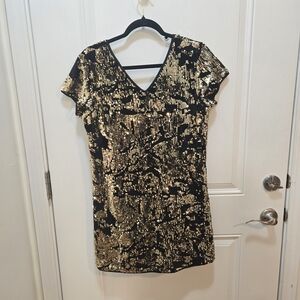 Glamorous Black and Gold Sequin Mini Dress